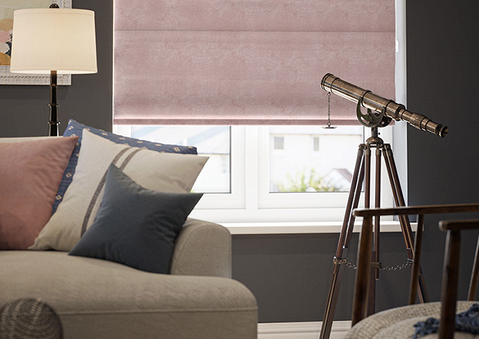Florence Faux Suede, Petal Pink - Motorised Roman Blind - Image 5